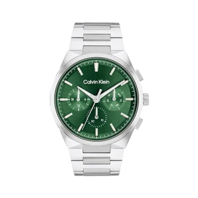 Abbildung von Calvin Klein Distinguish Uhr silvercoloured/green, Herren, Größe: One Size, Silver coloured/green