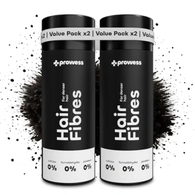 Abbildung von Prowess Streuhaar Ansatzpuder Natürliches Haarpuder zur Haarverdichtung für Frauen und Männer Farbe Dunkelbraun Ansatzspray sofortige Fülle, Haaransatz kaschieren, Hair fibers, 2x 27,5g