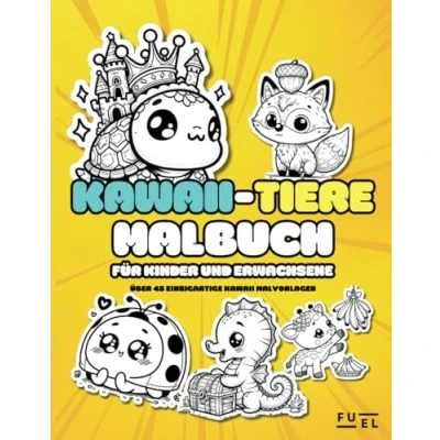 Abbildung von Kawaii Tiere Malbuch für Kinder und Erwachsene: Über 45 einzigartige Malvorlagen
