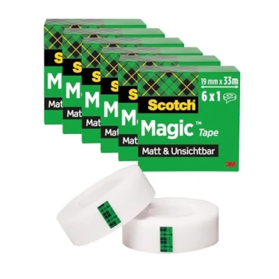 Abbildung von Scotch Magic Klebeband Promo Pack (5 + 1) Rollen 19mm x 33m Allzweck für die Reparatur, Etikettierung und zum Verschließen von Dokumenten