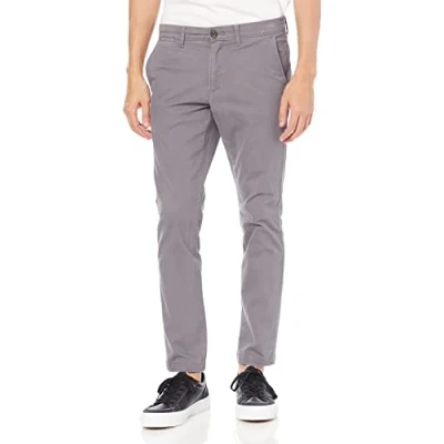 Abbildung von Amazon Essentials Herren Legere Stretch Chinohose mit Enger Passform, Dunkelgrau, 33W / 28L