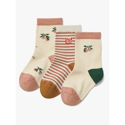 Abbildung von Liewood Silas Socks Unisex 3 PACK Socken Peach sea für Kinder, Größe: 33 36,