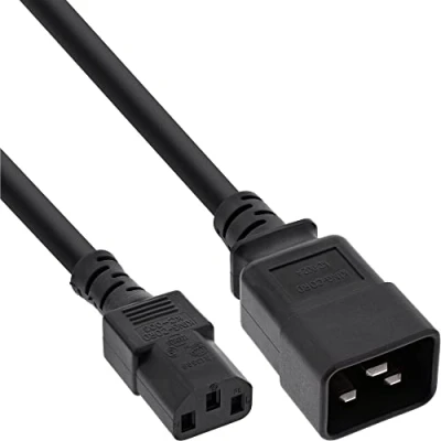 Abbildung von InLine 16659B Netz Adapterkabel, IEC 60320 C20 auf C13, 3x1,5mm², max. 10A, schwarz, 0,5m