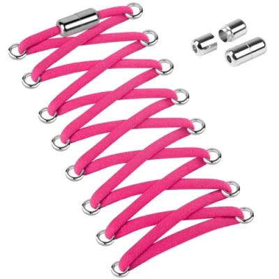 Abbildung von Widamin 2 Paar Elastische Schnürsenkel für Erwachsene und Kinder, Ohne Binden mit Metallkapseln, Rose Rot