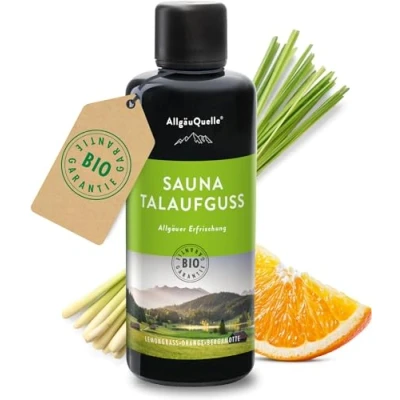 Abbildung von AllgäuQuelle® Saunaaufguss mit 100% Bio Öle Erfrischung Lemongrass Orange Bergamotte 100ml