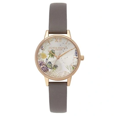 Abbildung von Olivia Burton Analog Quarzuhr für Damen mit Graues Lederarmband OB16SG02