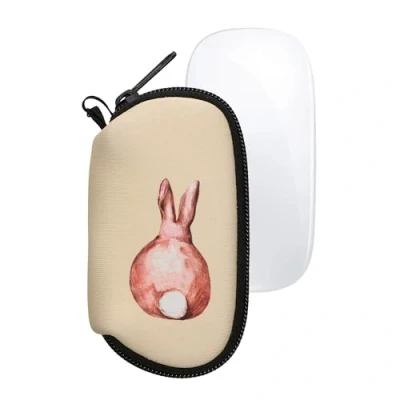 Abbildung von kwmobile Hülle kompatibel mit Apple Magic Mouse 1/2 Neopren für PC Schutzhülle Computer Maus Tasche Braun Weiß Beige