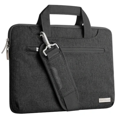 Abbildung von TECHGEAR Tasche für 15 15,6 Laptops Tragbare Multifunktions Laptop hülle mit verstellbarem Schultergurt, Gepäckriemen und unterdrückbaren Griffen, Tragbarer Organizer Case Taschen Schwarz