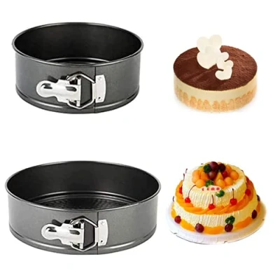 Abbildung von Kuchenform Set, antihaftbeschichtet und auslaufsicher, 2 Stück (4/7) Kuchenform/Springform/Käsekuchenform Set mit abnehmbarem Boden