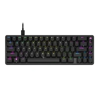 Abbildung von Corsair K65 PRO Mini RGB 65% Optical Mechanical Gaming Keyboard OPX Schalter PBT Double Shot Tastenkappen iCUE Kompatibel QWERTY NA Layout Schwarz