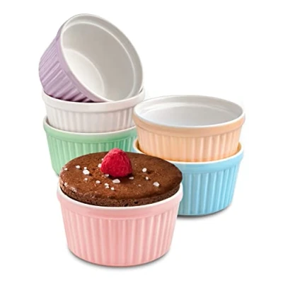 Abbildung von 6 Souffle Förmchen aus Keramik Backofenfest 200 ml 9 cm Stapelbar Mit Antihaftbeschichtung
