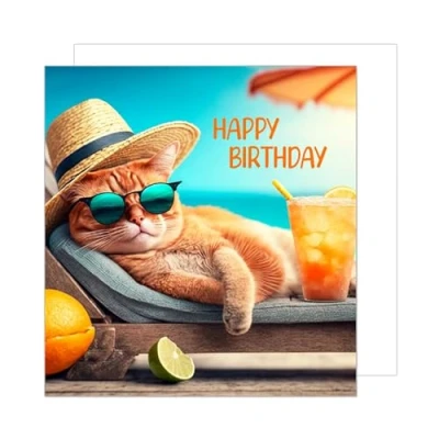 Abbildung von Edition Seidel Premium quadratische Geburtstagskarte mit Umschlag. Glückwunschkarte Happy Birthday Billet Tier Karte Mann Frau Coole Katze Humor Lustig Party (GQ146 SW024)