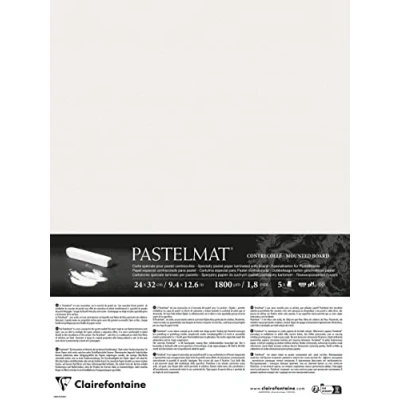 Abbildung von Clairefontaine 796010C Packung mit 5 Bogen Pastelmat kaschiert, DIN A4+, 24x32cm, praktisch und sicher, 360g, Weiß, 1 Pack