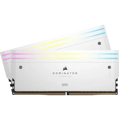 Abbildung von CORSAIR Dominator Titanium RGB DDR5 RAM 96GB (2x48GB) 6600MHz CL32 Intel XMP iCUE Kompatibler Computerspeicher Weiß (CMP96GX5M2B6600C32W)