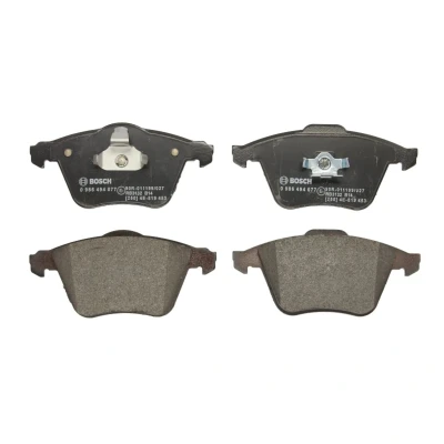 Abbildung von BOSCH 0 986 494 077 Bremsbelagsatz Low Metallic mit Kolbenclip, Anti Quietsch Blech VOLVO: V50, V40 Hatchback, S40 II, MAZDA: 3 Hatchback