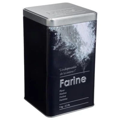 Abbildung von Mehldose 1kg metall &quot;black edition&quot; schwarz Schachtelreliefrelief, Eisen und Zinn, Maße l. 10,8 x H. 18,4 cm 5 five simply smart