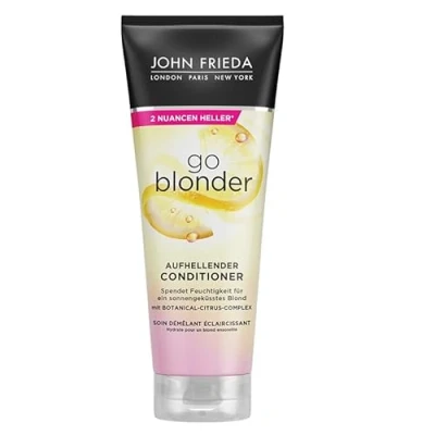 Abbildung von John Frieda Sheer Blonde Go Blonder Spülung/Conditioner 1er Pack (1 x 250 ml) aufhellend mit Citrus und Kamille versorgt das Haar Feuchtigkeit