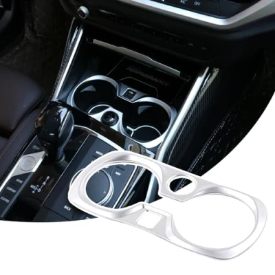 Abbildung von DIYUCAR ABS Chrom Auto Mittelkonsole Cup Dekoration Rahmen Trim für G20 G28 325li 3er Serie 2019 2020 2021 2022 Zubehör (Silber)