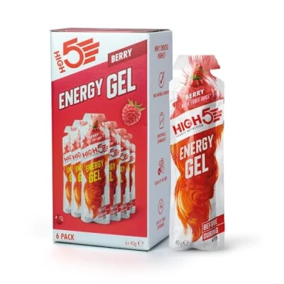 Abbildung von HIGH5 Energy Gel, Energie Gel im schnell zu öffnenden Portionsbeutel, mit natürlichem Fruchtsaft Beere Multipack 6 x 40g