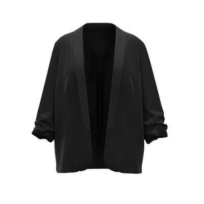 Abbildung von PIECES Damen Pcbosella 3/4 Noos Qx Blazer, Schwarz, 44 Große Größen EU