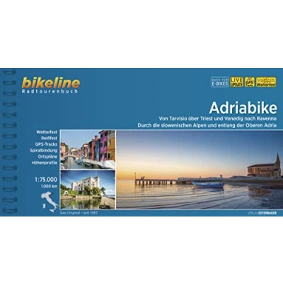 Abbildung von Adriabike: Von Tarvisio über Triest und Venedig nach Ravenna durch die slowenischen Alpen entlang der Oberen Adria , 1:75.000, 1.000 km (Bikeline Radtourenbücher)