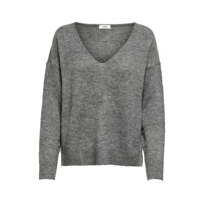 Abbildung von JDY Jdyelanora Vneck Strickpullover, Damen, Größe: XS, Dark grey melange