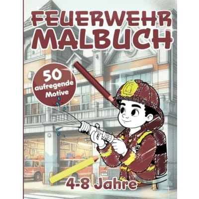 Abbildung von Feuerwehr Malbuch 4 8 Jahre 50 aufregende Motive: Feuerwehrmann Feuerwehrfrau Zubehör zum Ausmalen für Kinder ab Jahren (Malbücher Jahren)
