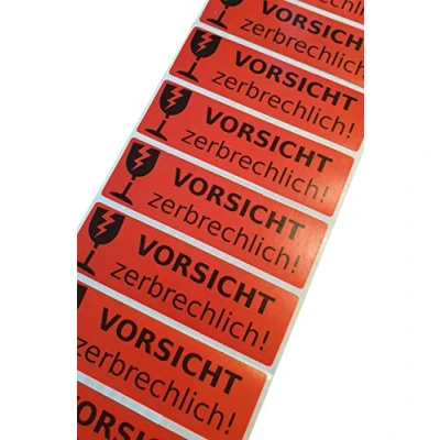 Abbildung von varivendo 50 Stück Aufkleber Etikett Vorsicht Zerbrechlich Paketaufkleber