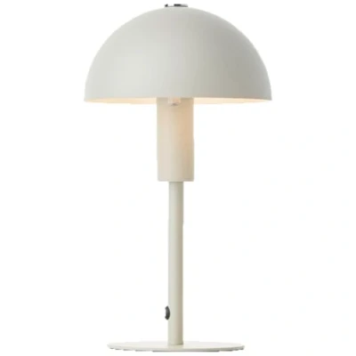 Abbildung von Lightbox Pilz Tischlampe 27 cm Höhe, Ø 15 Home Office Schreibtischlampe mit Wipp Schalter Mini LED Lampe als Nachttischlampe für das Schlafzimmer E14 aus Metall in Beige