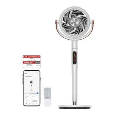 Abbildung von Dreo 25dB leiser Smart Standventilator, 30M Windentfernung 1500m3/h Luftvolume Turbo Luftzirkulator 110CM Höhe 6 Modi 8 Geschwindigkeit 120+105 Omni direktional oszillierend Ventilator, PolyFan 513S