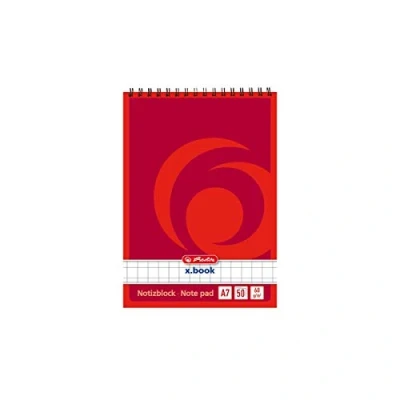 Abbildung von Herlitz 1197342 Spiralnotizblock A7, 50 Blatt 4 Stück, Kariert weiß