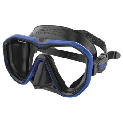 Abbildung von Seac Unisex Adult Appeal Italien hergestellte Einglas Tauchmaske mit Einer 3D Schnalle direkt am Maskenkörper, schwarz/blau, Narrow