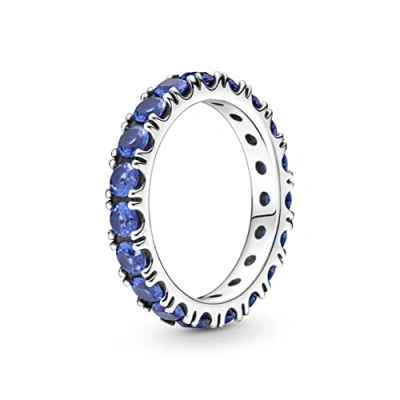Abbildung von PANDORA Ring Timeless &quot;funkelnde Reihe&quot; silber, blaue Kristalle 190050C02 56