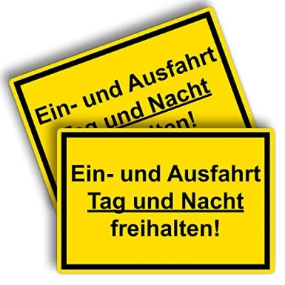 Abbildung von 2 Stück Einfahrt und Ausfahrt freihalten Schilder 20 x 30 cm aus stabiler PVC Hartschaumplatte 3mm mit UV Schutz von STROBO