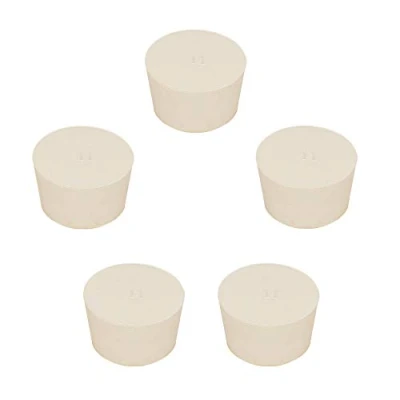 Abbildung von stonylab Vollgummi Stopper, 5 Stück 11# 47mm x 56mm 34mm Weiß Keilförmig Labor Dichtung Gummistopper