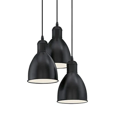 Abbildung von Eglo 49465 Hängeleuchte PRIDDY Stahl schwarz, weiß E27 3X40W H:110cm Ø32,5cm dimmbar