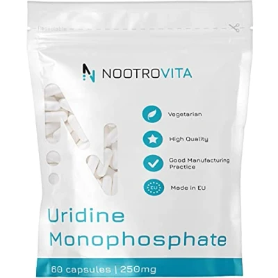 Abbildung von Uridinmonophosphat 250mg 60 Kapseln Vegan Uridin Monophosphat für Gedächtnis, Lernen und Kognitive Funktion Gluten Frei Hergestellt in ISO Zertifizierten Betrieben Nootrovita