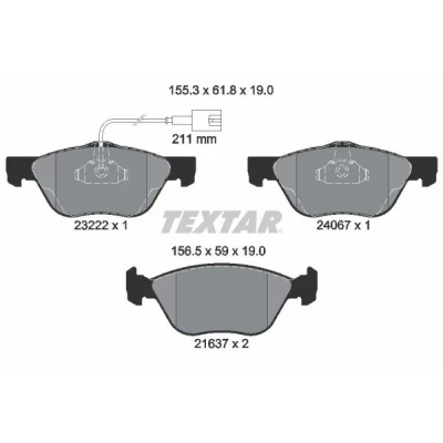 Abbildung von TEXTAR 2322201 Bremsbelagsatz mit integriertem Verschleißwarnkontakt FIAT: Punto II Hatchback, BRAVO 1, Marea Saloon