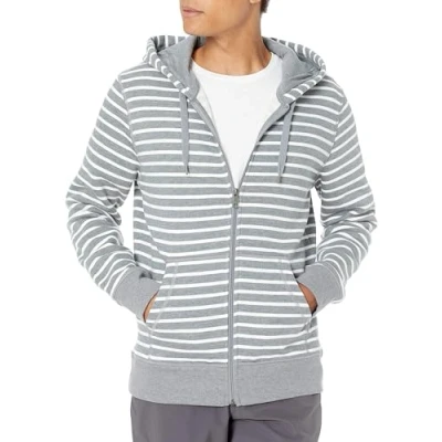 Abbildung von Amazon Essentials Herren Fleece Kapuzenpulli mit durchgehendem Reißverschluss (erhältlich in den Größen Big &amp; Tall), Grau Meliert Streifen, S