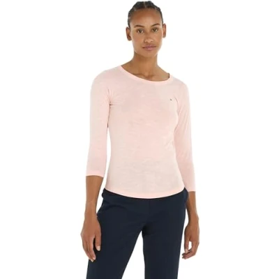 Abbildung von Tommy Hilfiger Damen Langarmshirt 1985 Slim Slub Basic, Rosa (Whimsy Pink), XL