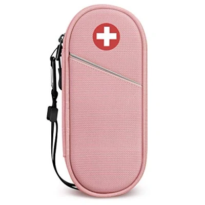 Abbildung von SITHON EpiPen Medical Tragetasche, tragbare Notfalltasche Isolierte Medikament Tasche Organizer für 2 EpiPens, Asthma Inhalator, Anti Histamin, Auvi Q, Allergy Medicine Essentials, (Rosa)
