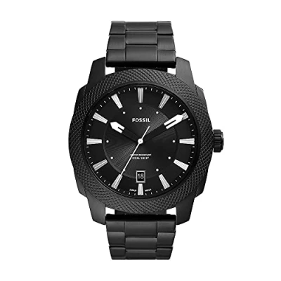 Abbildung von Fossil Machine Uhr, Herren, Größe: One Size, Stainless steel &amp; black
