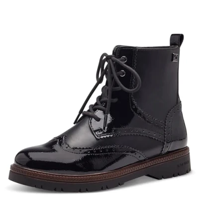 Abbildung von s.Oliver Damen Schnürstiefel ohne Absatz mit Reißverschluss Vegan, Schwarz (Black), 40 EU