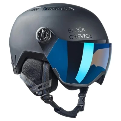 Abbildung von Black Crevice Skihelm Chamonix mit Visier, matt schwarz/blau, S (51 54 cm)…