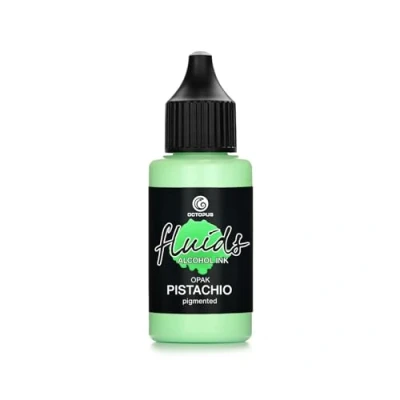 Abbildung von Octopus Fluids Alcohol Ink OPAK PISTACHIO, pigmentierte Alkoholtinte, deckend auf hellen und dunklen Untergründen