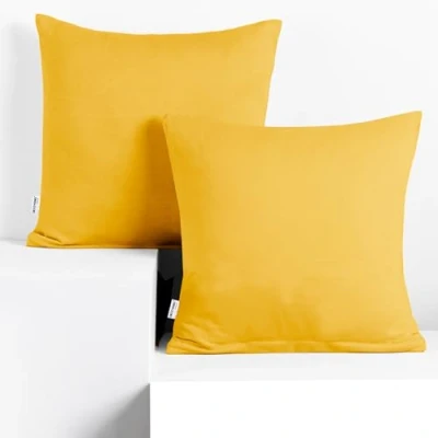 Abbildung von DecoKing 2 Kissenbezüge 80x80 cm Jersey Baumwolle Reißverschluss gelb Amber
