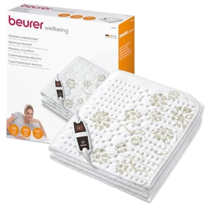Abbildung von Beurer Wärmeunterbett UB 60, anschmiegsame Wärmebettunterlage mit 4 Temperaturstufen und Schnellheizung, maschinenwaschbar, weiß
