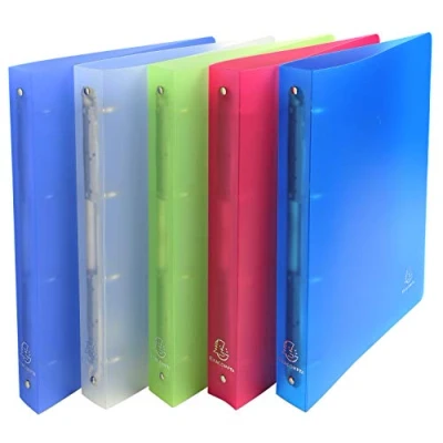 Abbildung von Exacompta 51369E 10er Pack Ringbuch Chromaline DIN A4 aus Kunststoff 4 Ringe 40mm breit farbig sortiert ideal für Schule und Büro Ringhefter Ringordner Ringbuchordner