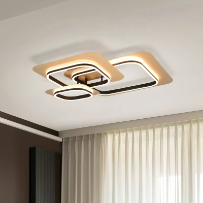 Abbildung von TRIO Leuchten LED Deckenleuchte »Lugo«, 1 flammig, Leuchtmittel Board fest integriert, Design schwarz gold 3 Dimmstufen warmweiß 3000K 74x74 cm