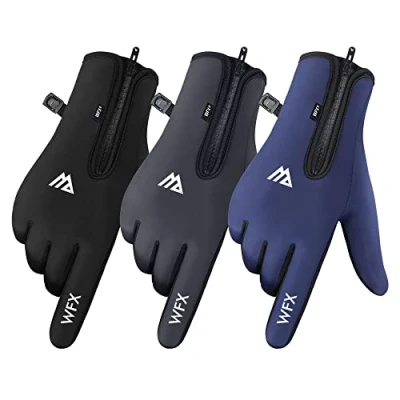 Abbildung von WESTWOOD FOX WFX Winterhandschuhe Touchscreen Anti Rutsch Warme Handschuhe Winddicht Thermo Sport Radfahren für Herren &amp; Damen Outdoor Fahrrad Fahren (Schwarz, L)